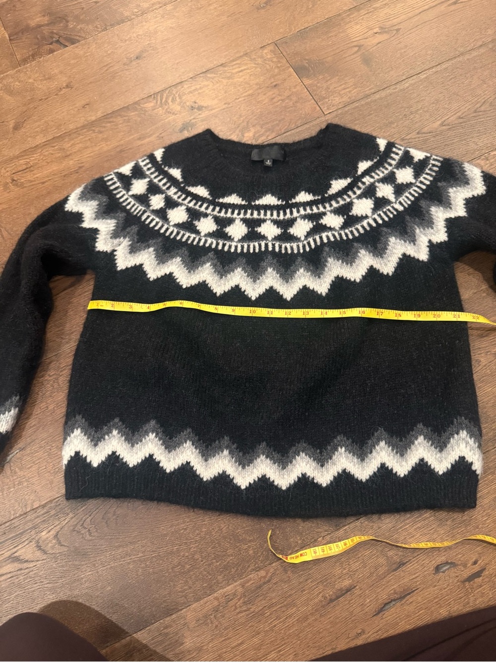 Nili Lotan Black and Cream Chevron Sweater - Picture 7 of 8